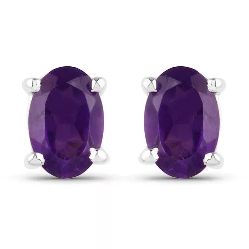 0.76 Carat Genuine Amethyst .925 Sterling Silver Earrings