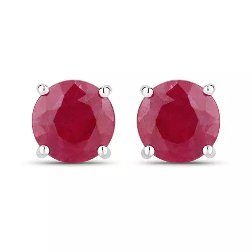 0.86 Carat Genuine Ruby 10K White Gold Earrings