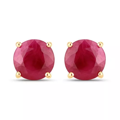 0.86 Carat Genuine Ruby 10K Yellow Gold Earrings