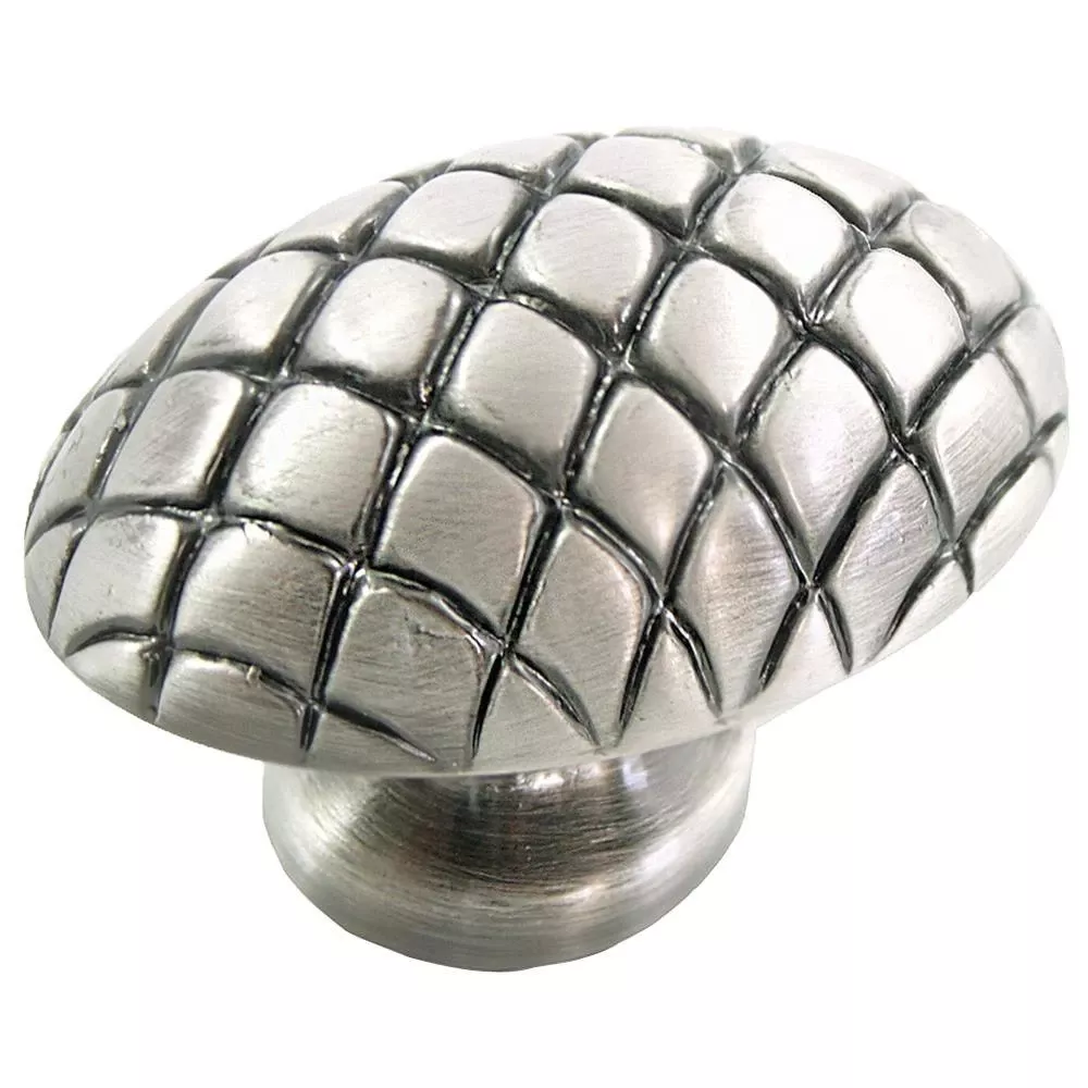 1-1/2 In. Antique Silver Quilted Egg Knob
