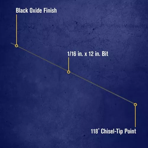 1/16" x 12" Black Oxide High Speed Steel Drill Bit