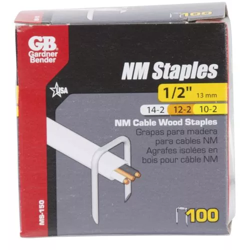 1/2" Cable Wood Staples 100 Per Box