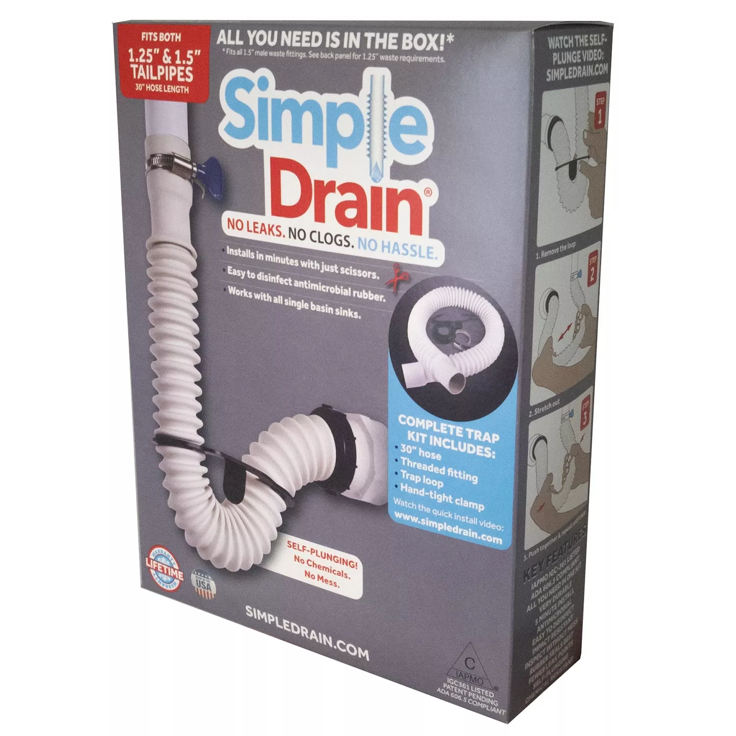 1.25 In. Rubber Threaded P-trap Sink Drain Kit, 2 Ft. Length