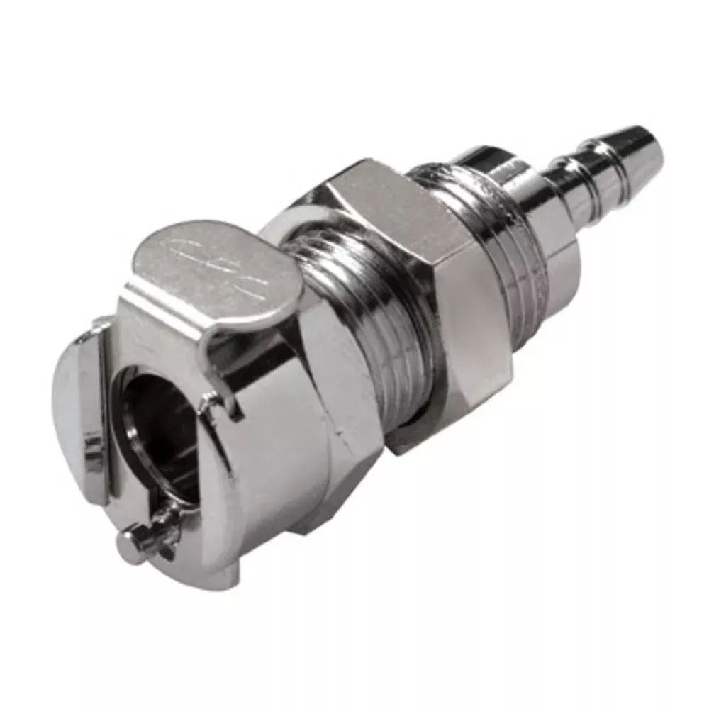 1/8 Hose Barb Non-Valved Panel Mount Chrome-plated Brass Coupling Body - Blue