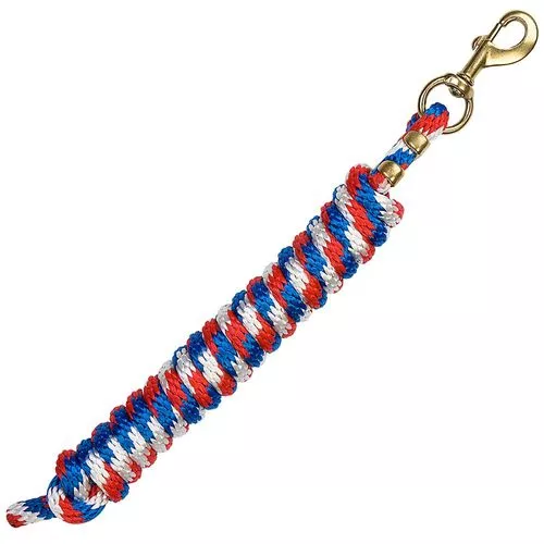 10' Poly Lead Rope with Brass Plated Snap (Red, White & Blue)