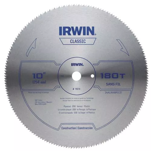 10" Table-Miter Saw Steel Blade 180 Teeth Irwin