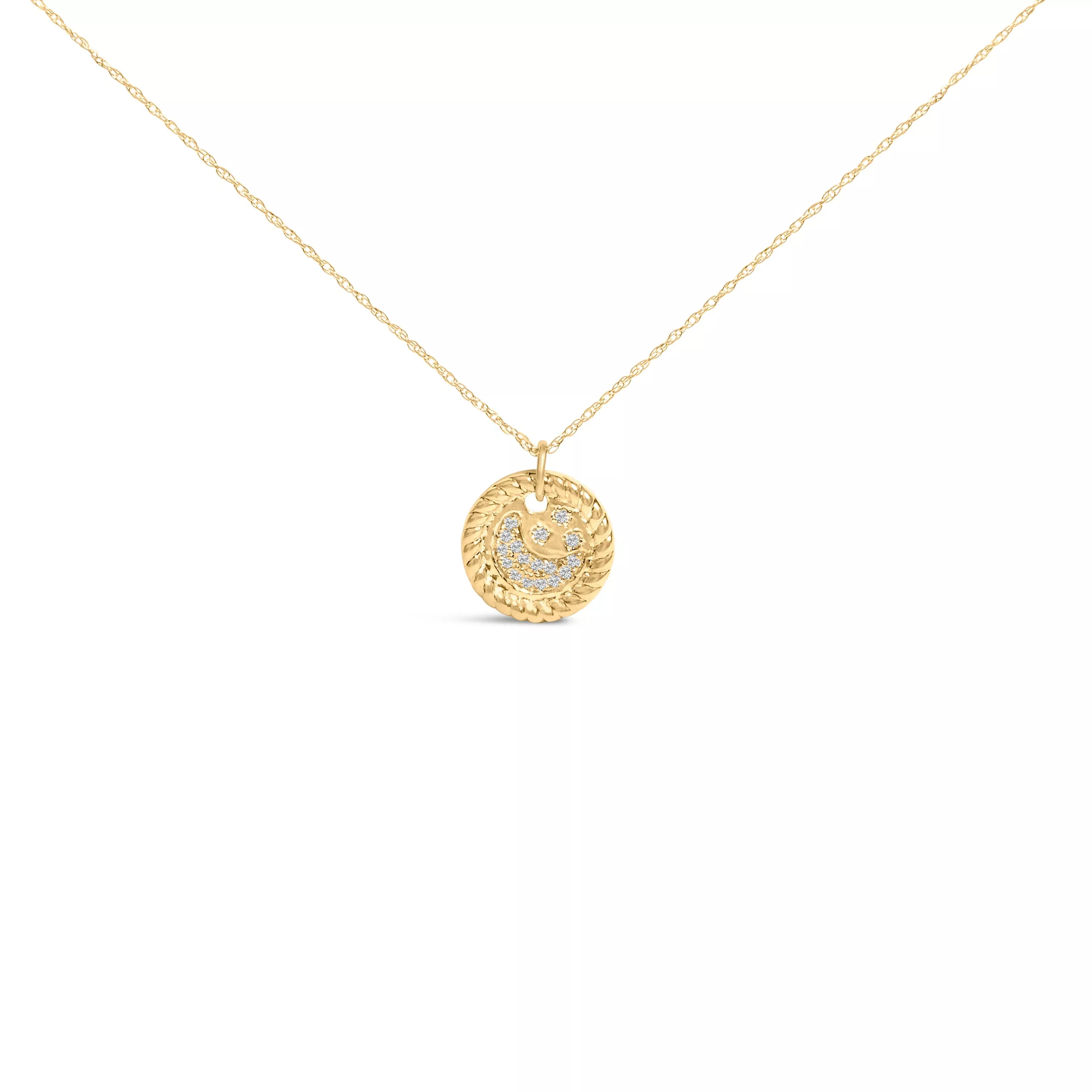 10K Yellow Gold Diamond Accent Crescent Moon Pendant Necklace