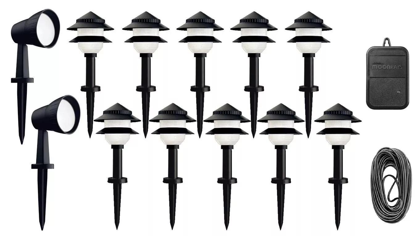 14 Piece Low Voltage Tier Light Kit For Outdoor Lighting