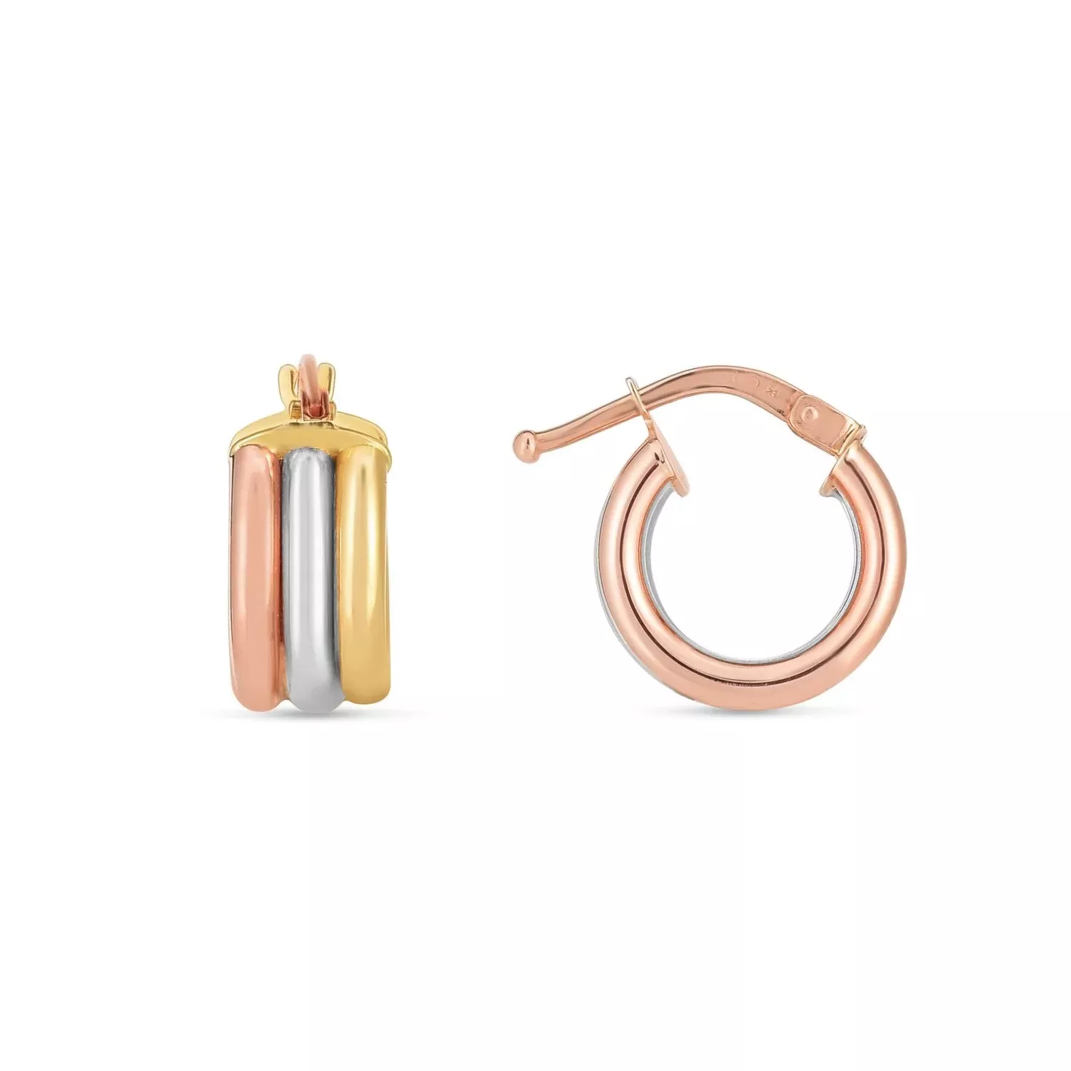 14k Tri Color Gold Trilogy Hoops