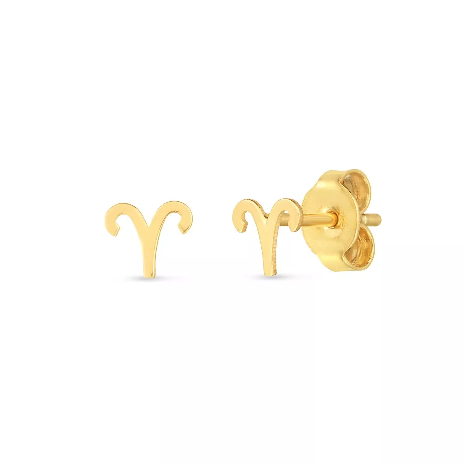 14K Yellow Gold Aries Stud Earrings