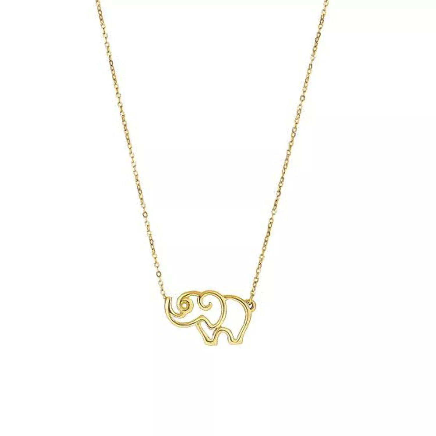 14k Yellow Gold Elephant Necklace