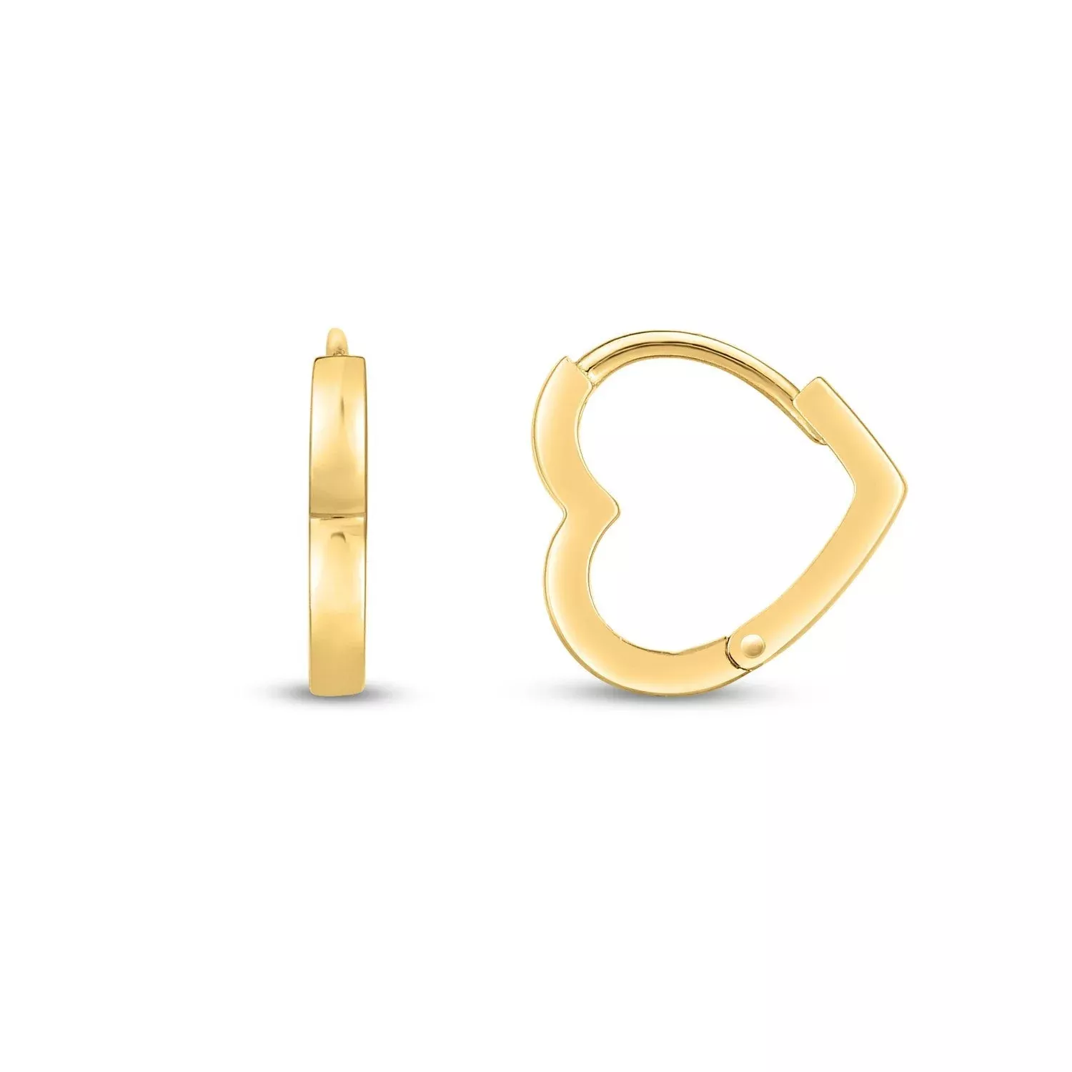 14k Yellow Gold Heart Huggie Hoops