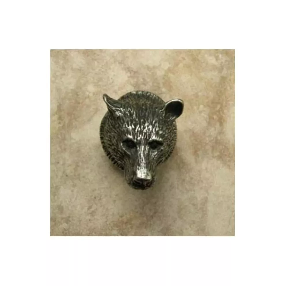 184-7 Bear Head Knob In Matte Black - Unique Decorative Hardware