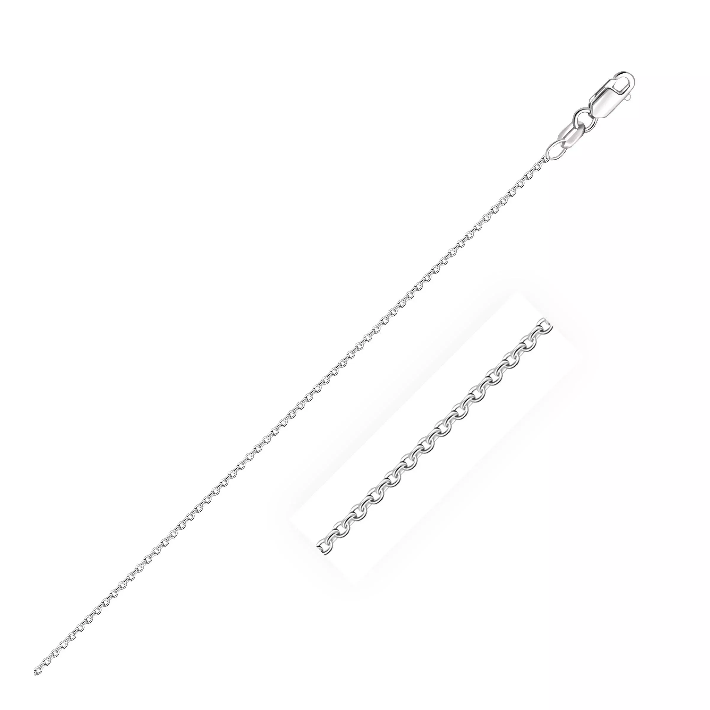 18k White Gold Round Cable Link Chain (0.97 mm)