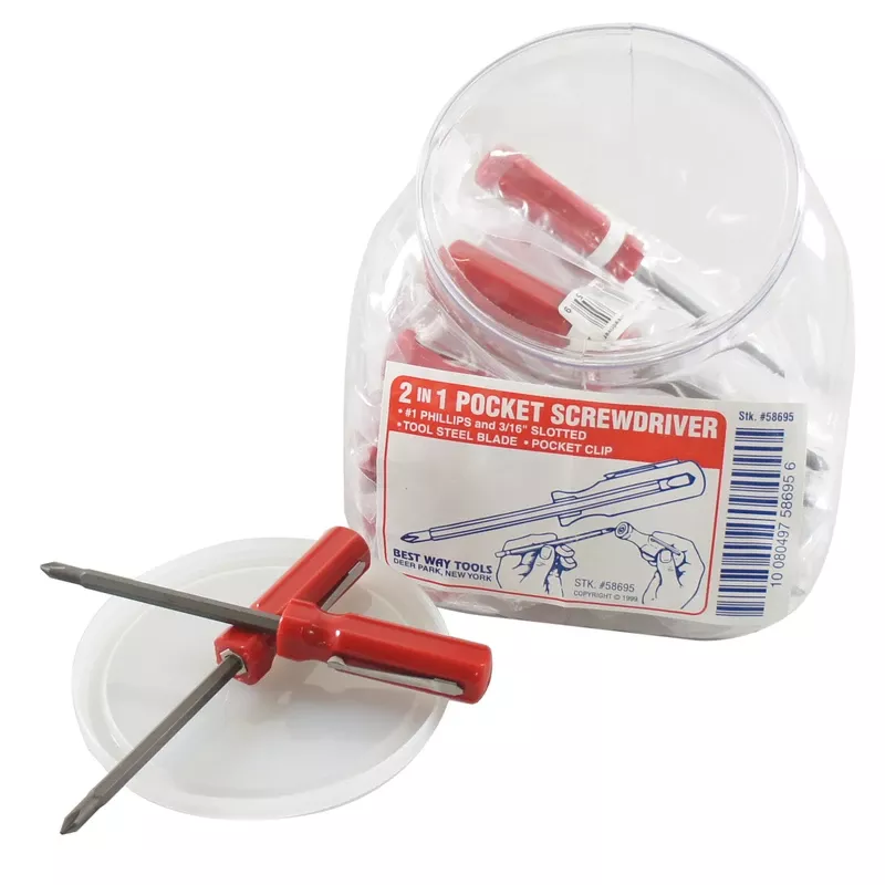2-in-1 Reversible Pocket Clip Industrial Screwdriver