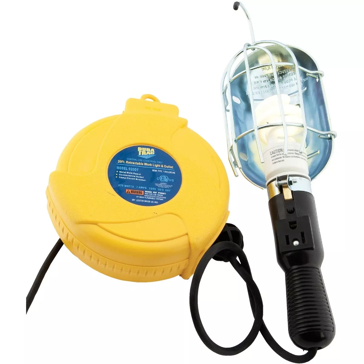 20 Foot Retractable Cord Trouble Light With Incandescent Bulb - Model 920dt