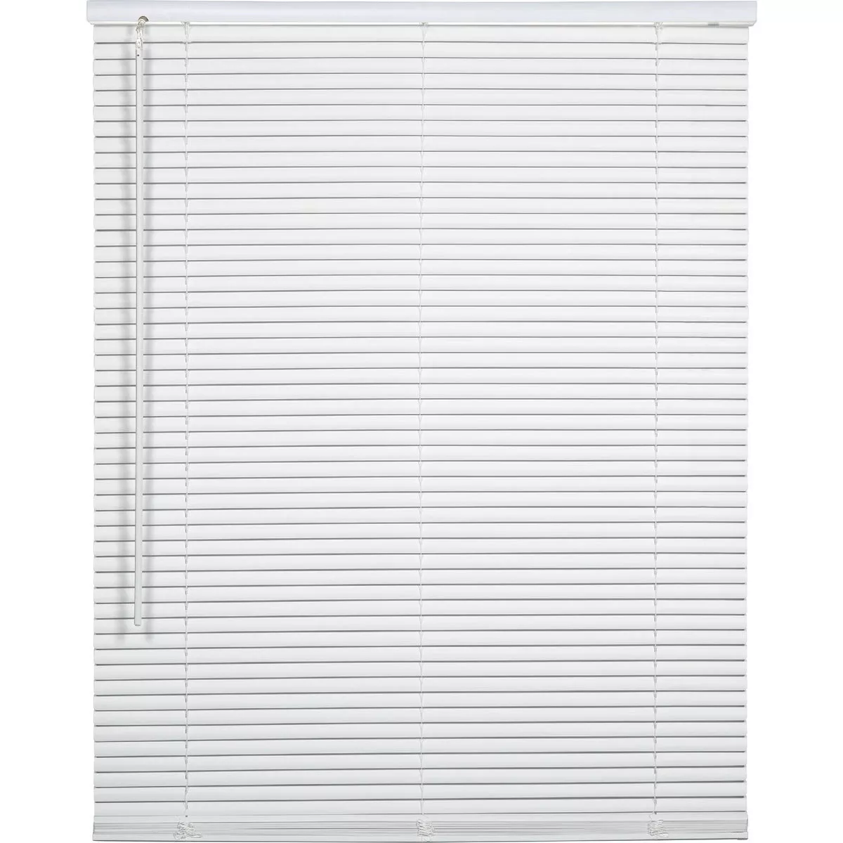 28 In. X 64 In. White Vinyl Light Filtering Cordless Mini Blind