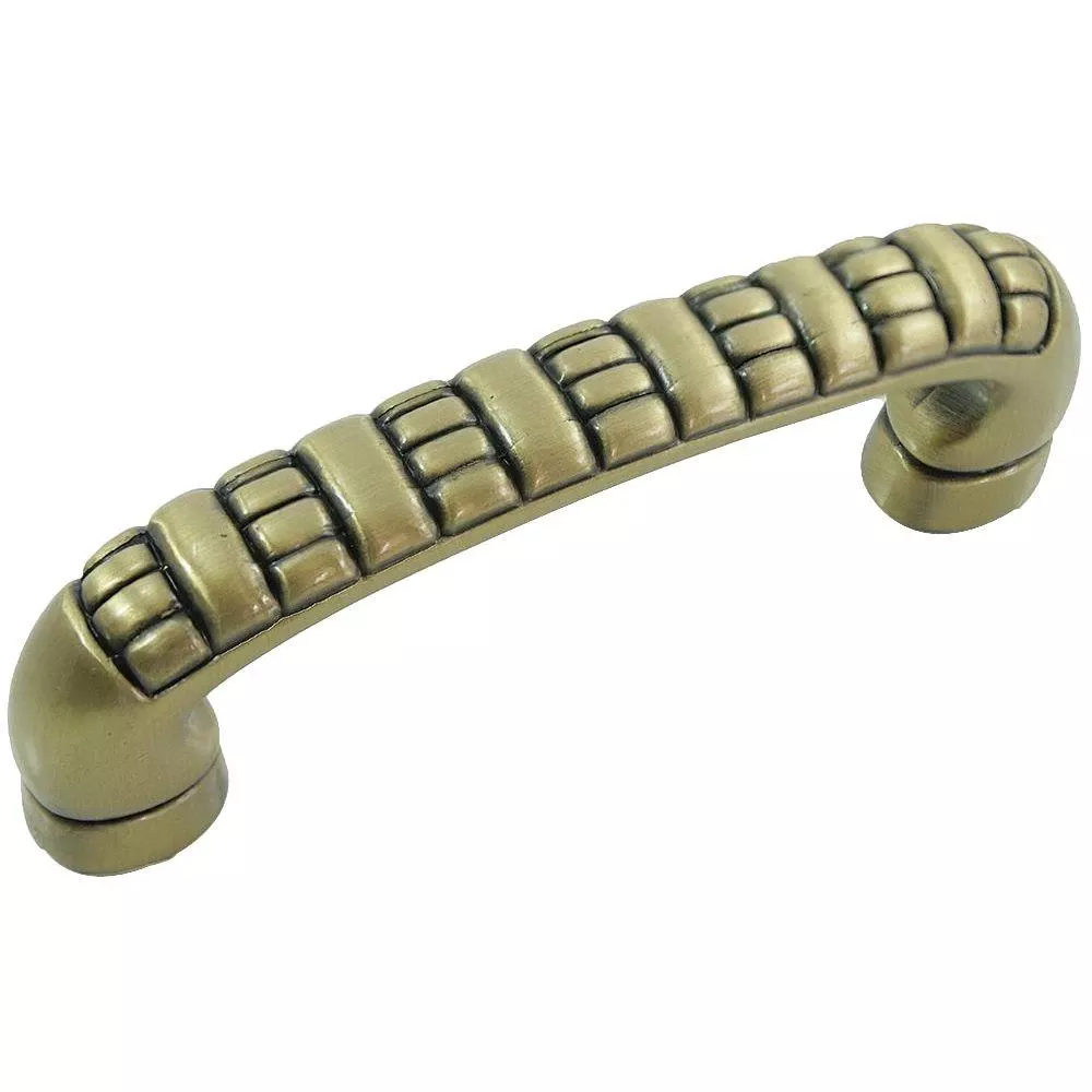 3 In. Satin Antique Brass Ribbed Pull