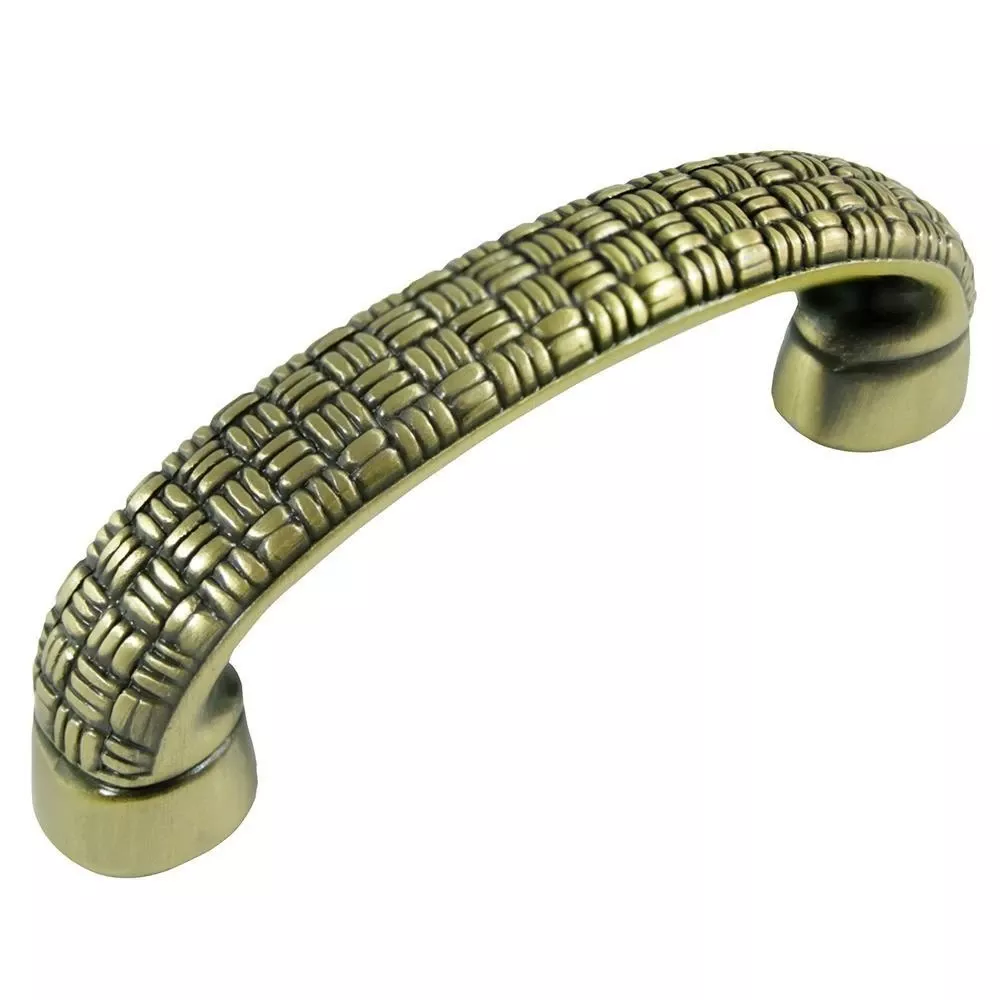 3 Inch Satin Antique Brass Rattan Cabinet Pull - Model Mg-14610