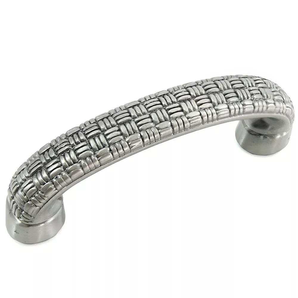 3 Inch Satin Antique Nickel Rattan Cabinet Pull - Model 14611