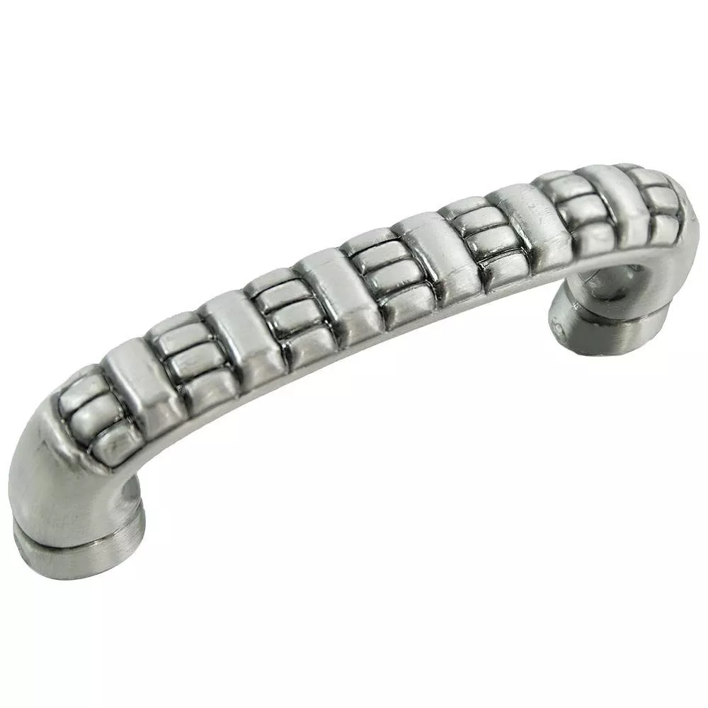 3 Inch Satin Antique Nickel Ribbed Cabinet Pull - Model 14811