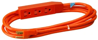 3-outlet Extension Cord, 16/3 Sjtw Orange Round, 3-ft.