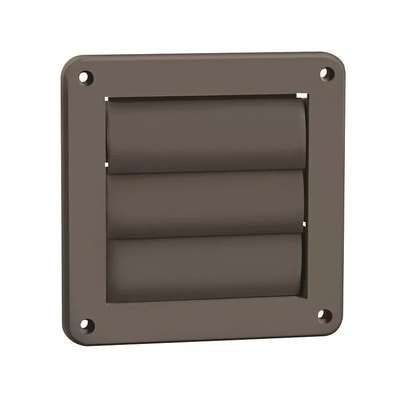 4 In. Exhaust Wall Louvered Vent, Brown Plastic