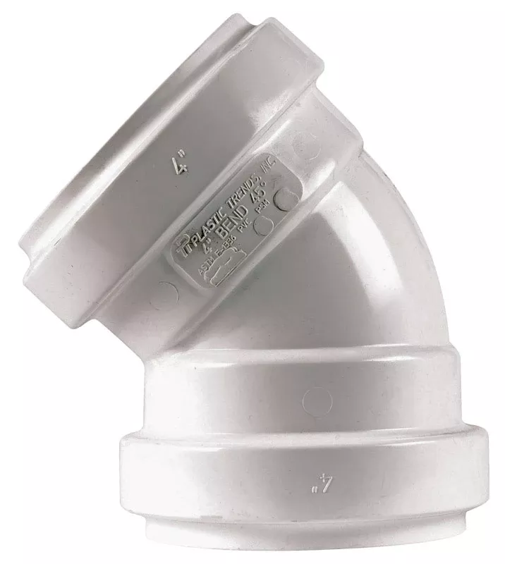 4 In. Gasket X 4 In. Dia. Pvc 45 Degree Elbow Fitting
