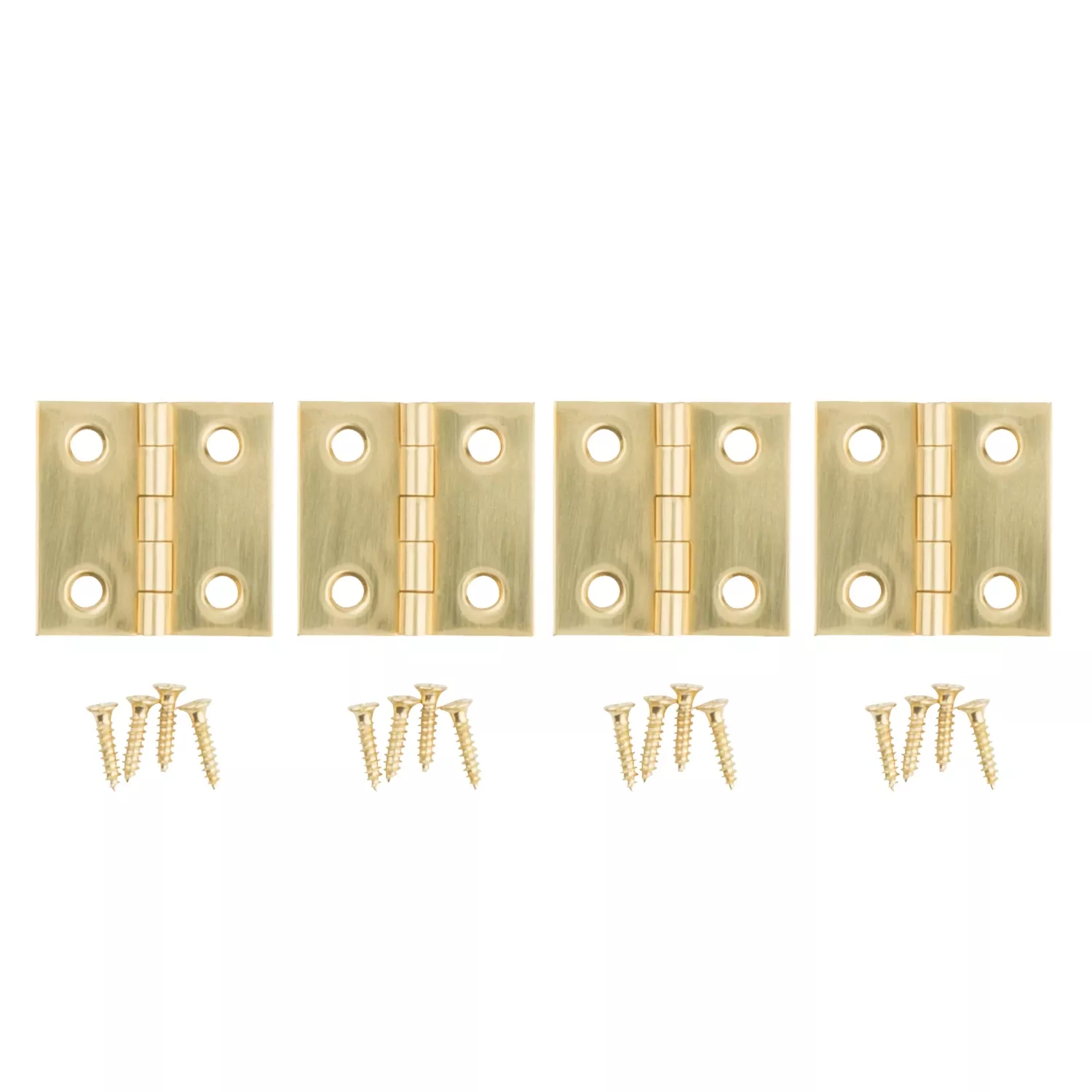 4-pk., 1 X 1 In. Broad Hinges, Light-duty, Brass