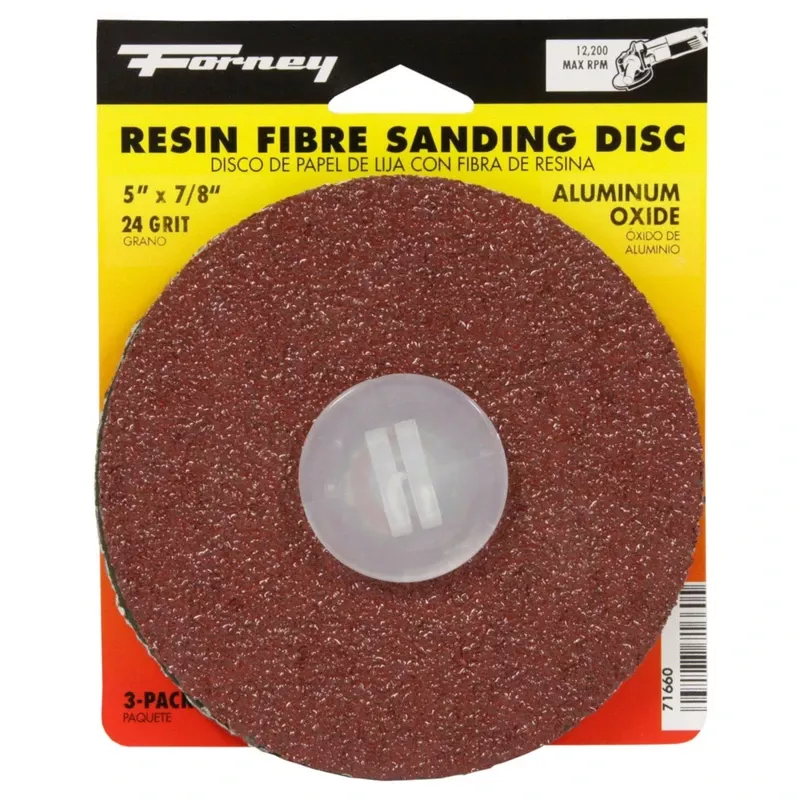 5 In. Aluminum Oxide Adhesive Sanding Disc 24 Grit Extra Coarse 3 Pk