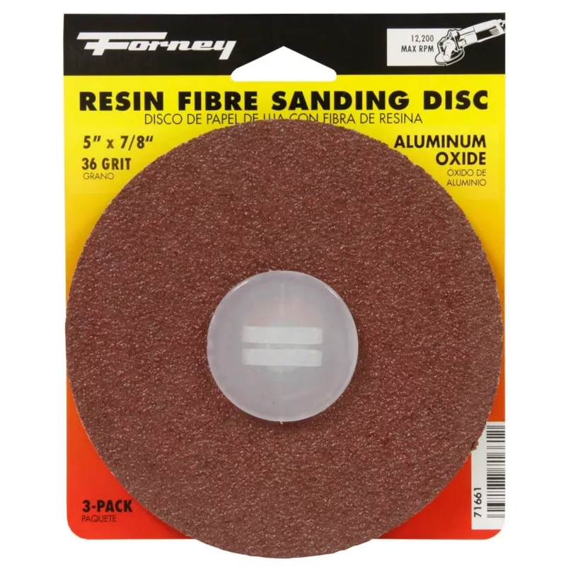 5 In. Aluminum Oxide Adhesive Sanding Disc 36 Grit Coarse 3 Pk