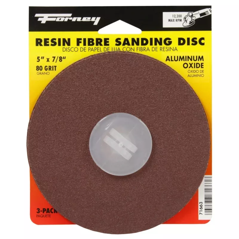 5 In. Aluminum Oxide Adhesive Sanding Disc 80 Grit 3 Pk