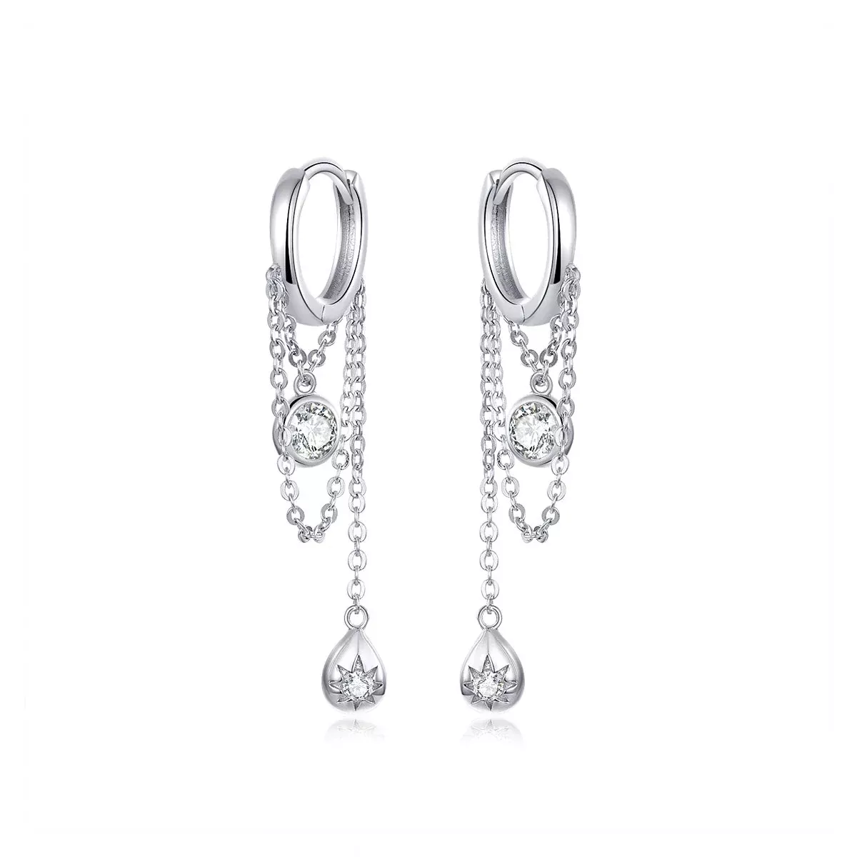 925 Platinum Plated Pavé Setting CZ Earrings