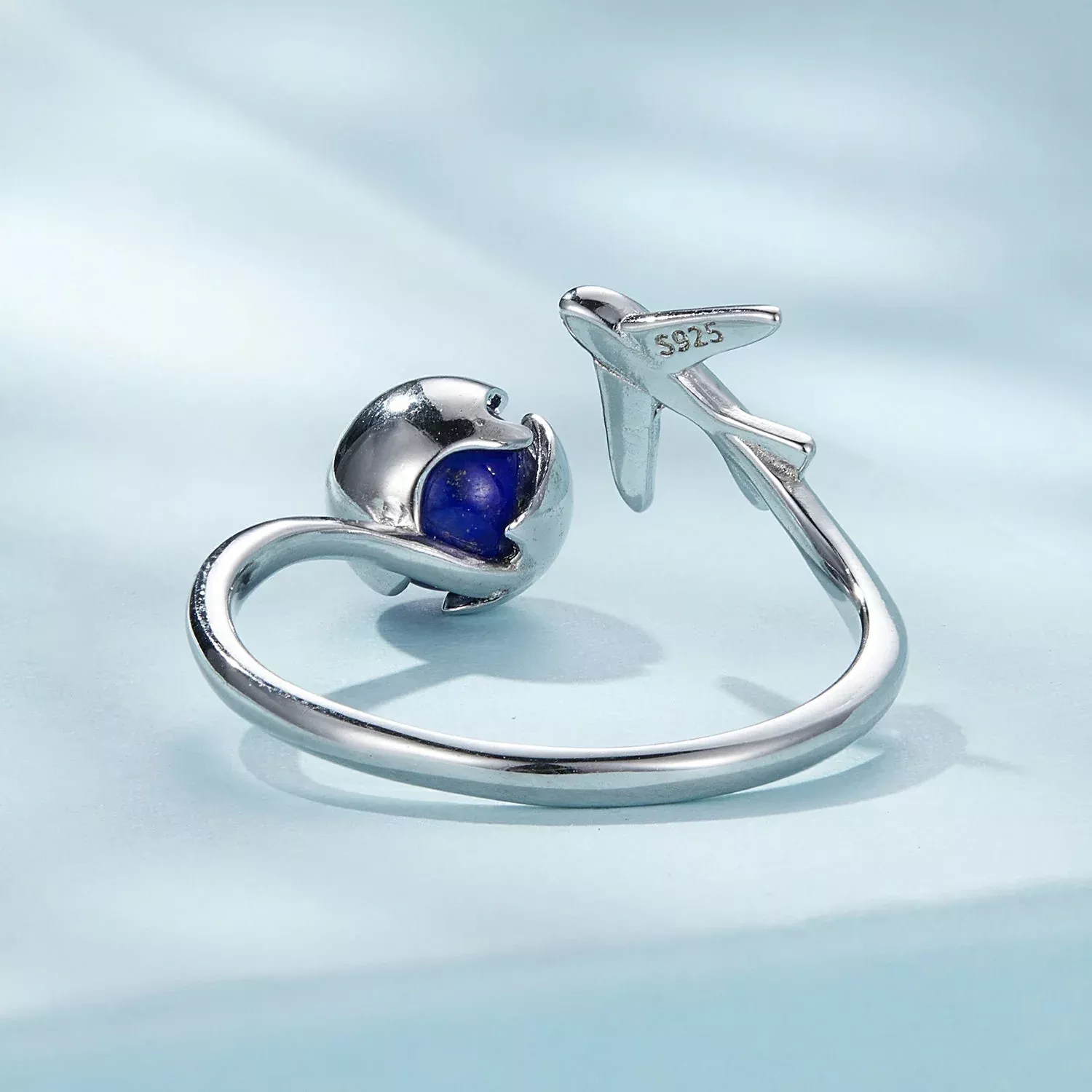 925 Silver 1.8mm Lapis Lazuli Ring