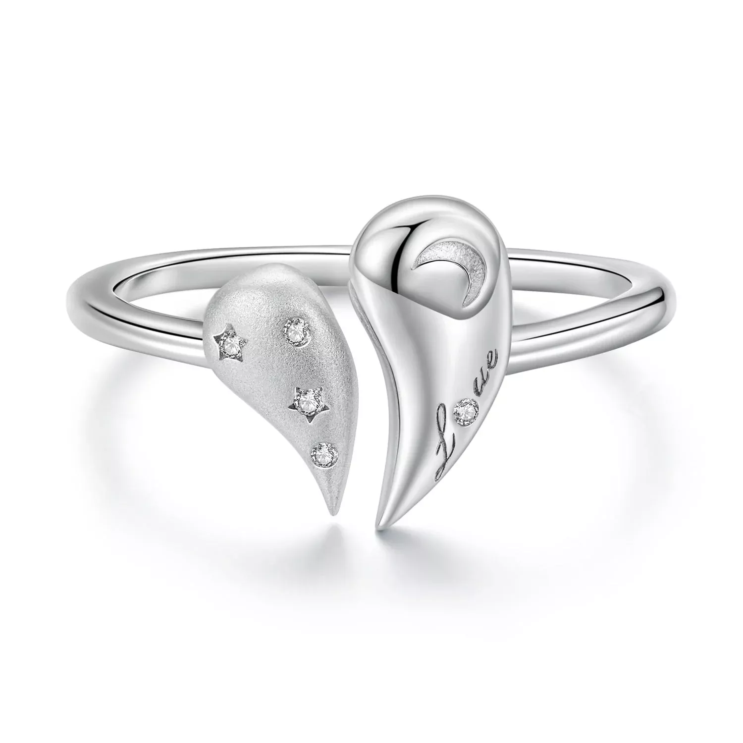 925 Sterling Silver 1.1cm White Gold Plated CZ Pendant Ring