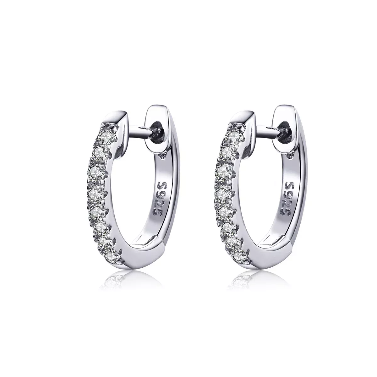 925 Sterling Silver 1.3cm Pavé Set CZ Earrings
