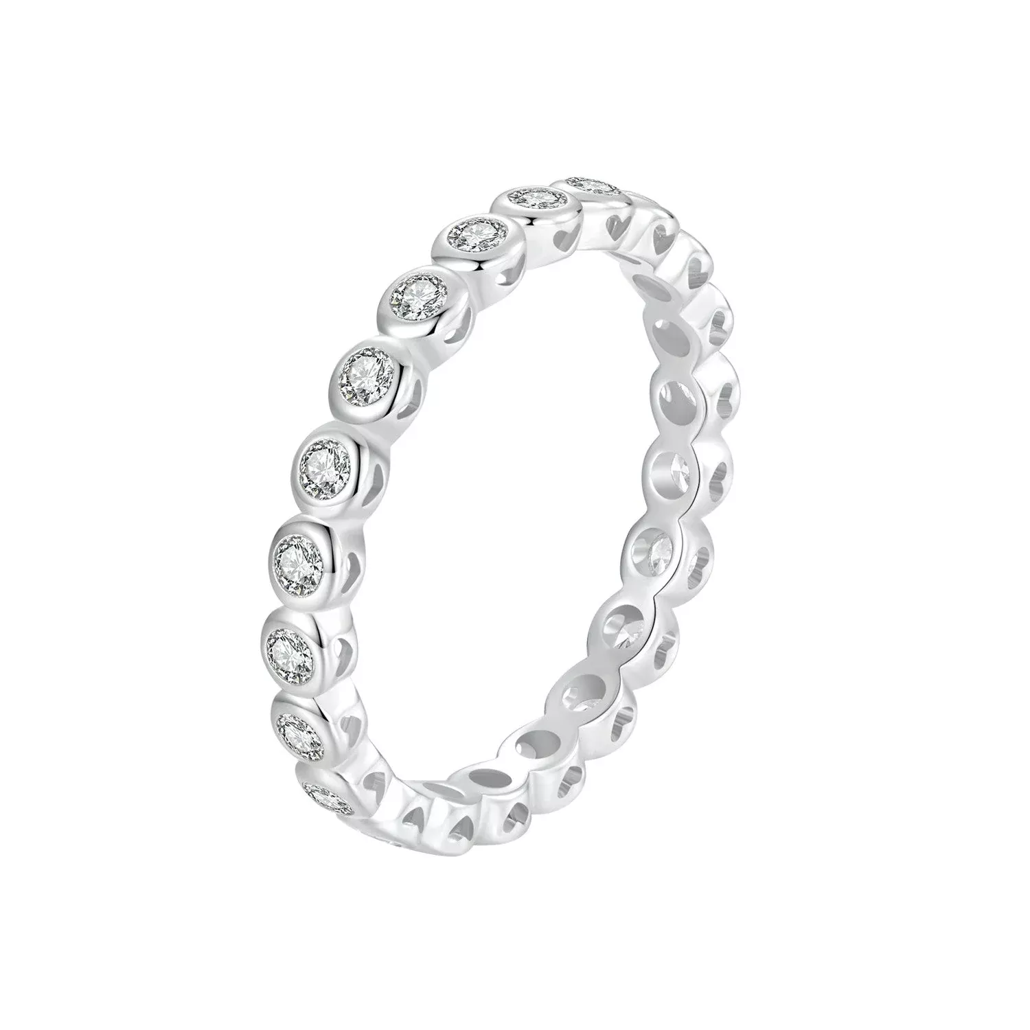 925 Sterling Silver 2mm Moissanite Ring Size 7 for Women
