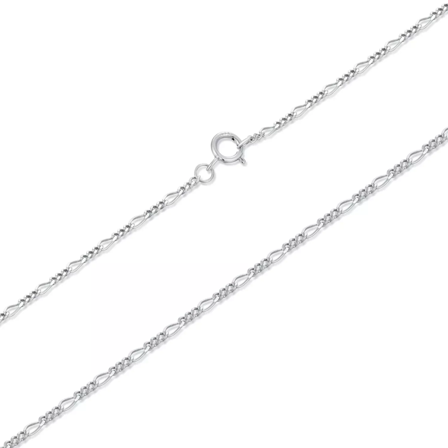 925 Sterling Silver 40cm Necklace with Plated White Gold