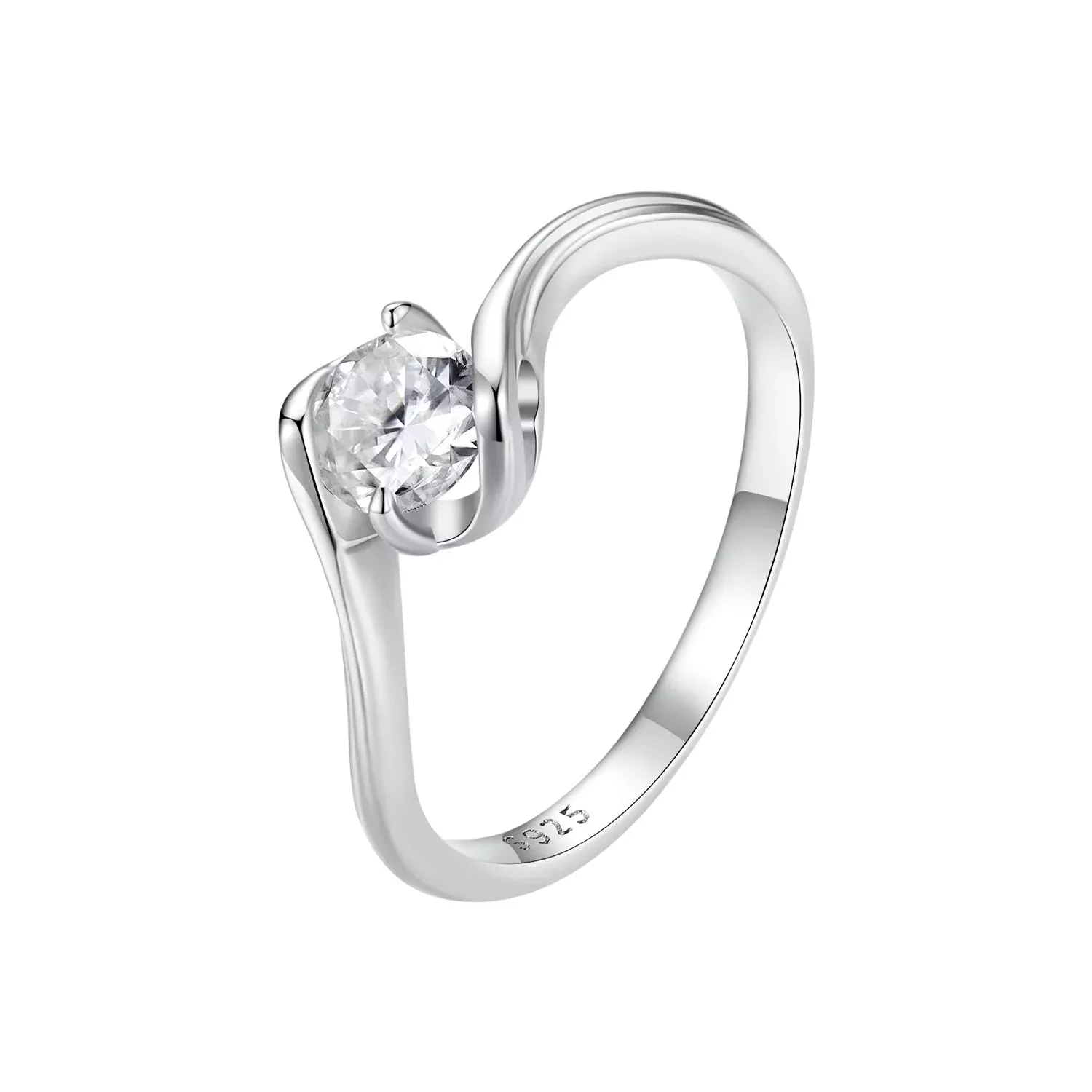 925 Sterling Silver 5mm Moissanite Ring for Women