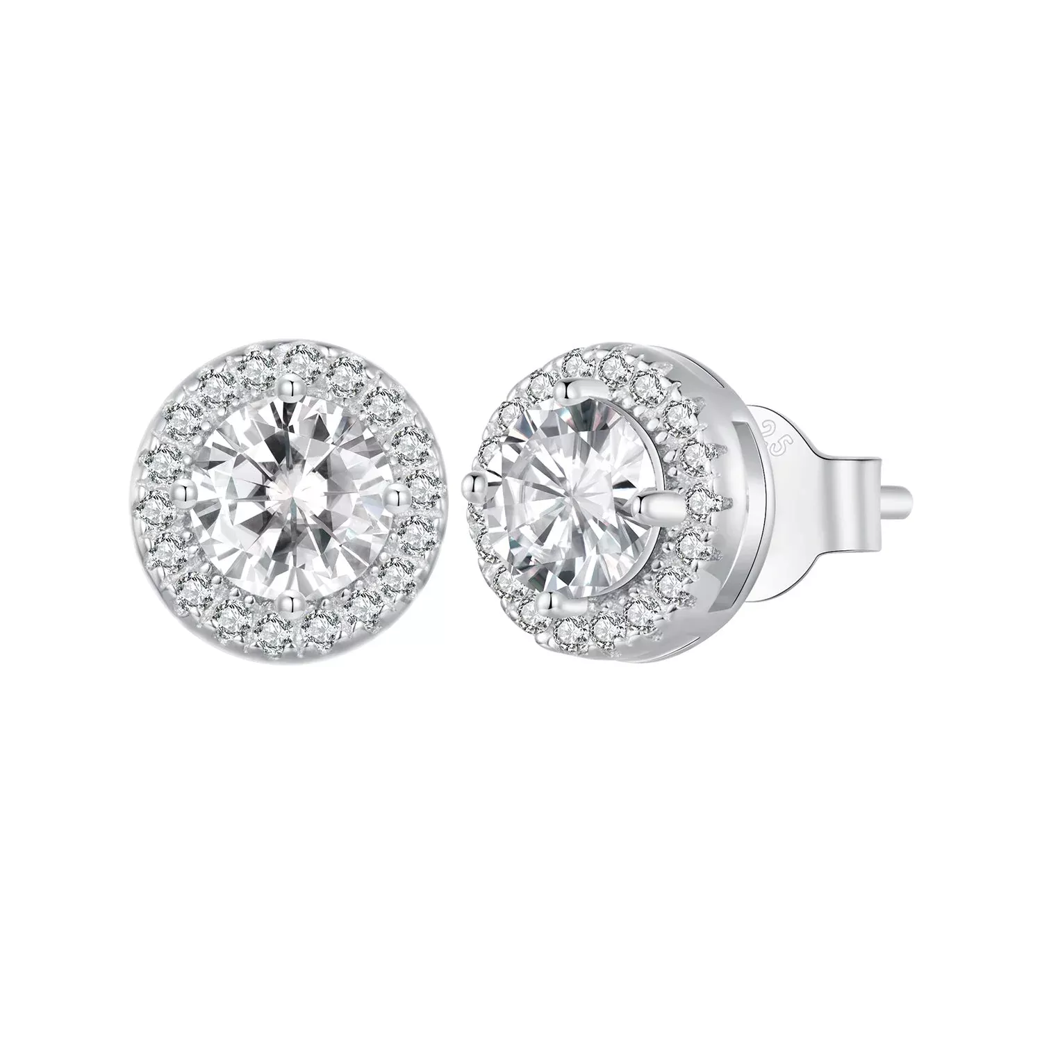 925 Sterling Silver 6.5mm Pavé Setting CZ Earrings