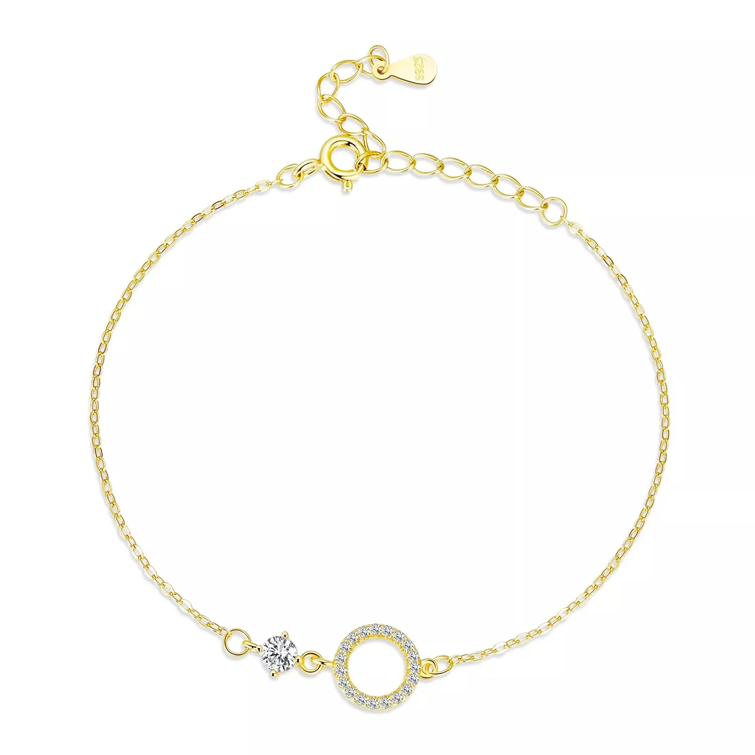925 Sterling Silver Adjustable Bracelet with Pavé Set CZ for Women