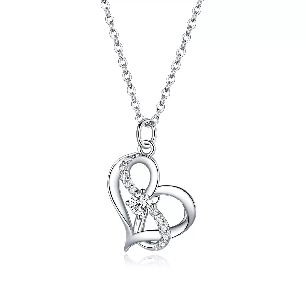 925 Sterling Silver Adjustable CZ Pendant Necklace