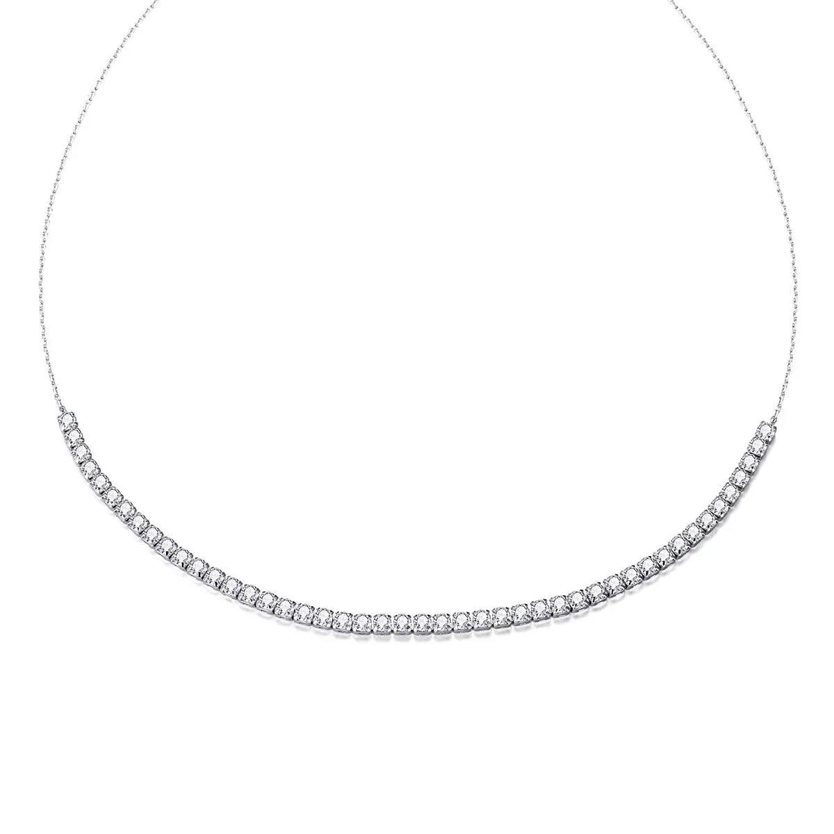 925 Sterling Silver Adjustable Pavé Setting CZ Necklace