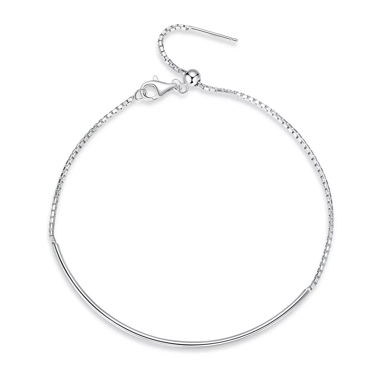 925 Sterling Silver Adjustable Platinum Plated Bracelet for Women
