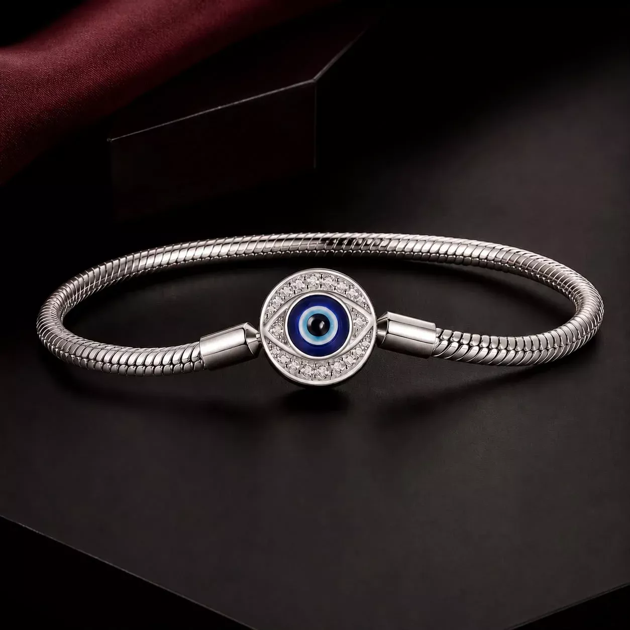925 Sterling Silver Bracelet with CZ & Resin, Size 17.0