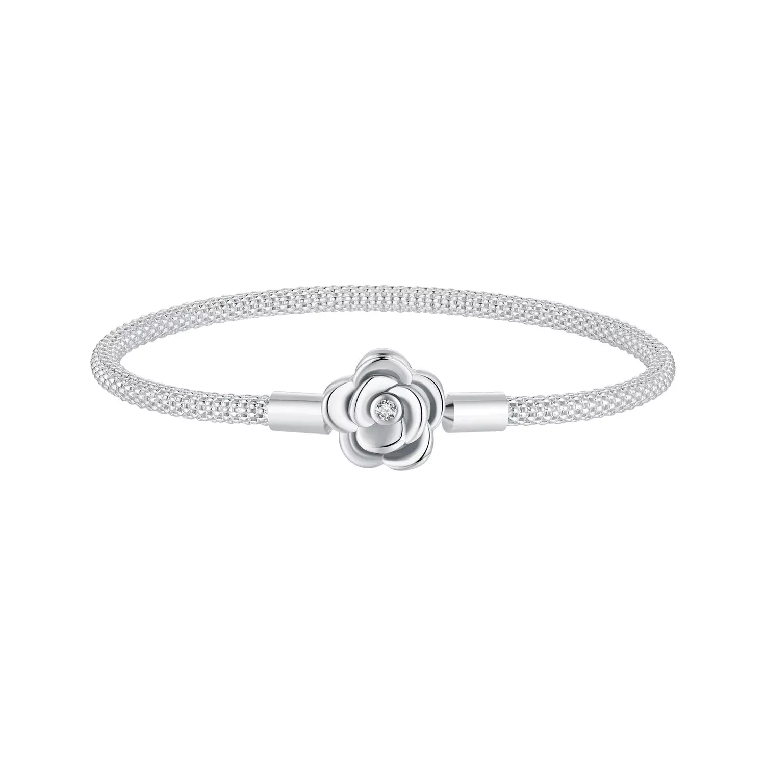 925 Sterling Silver Bracelet with Oxidized Finish and CZ 17.0 cm