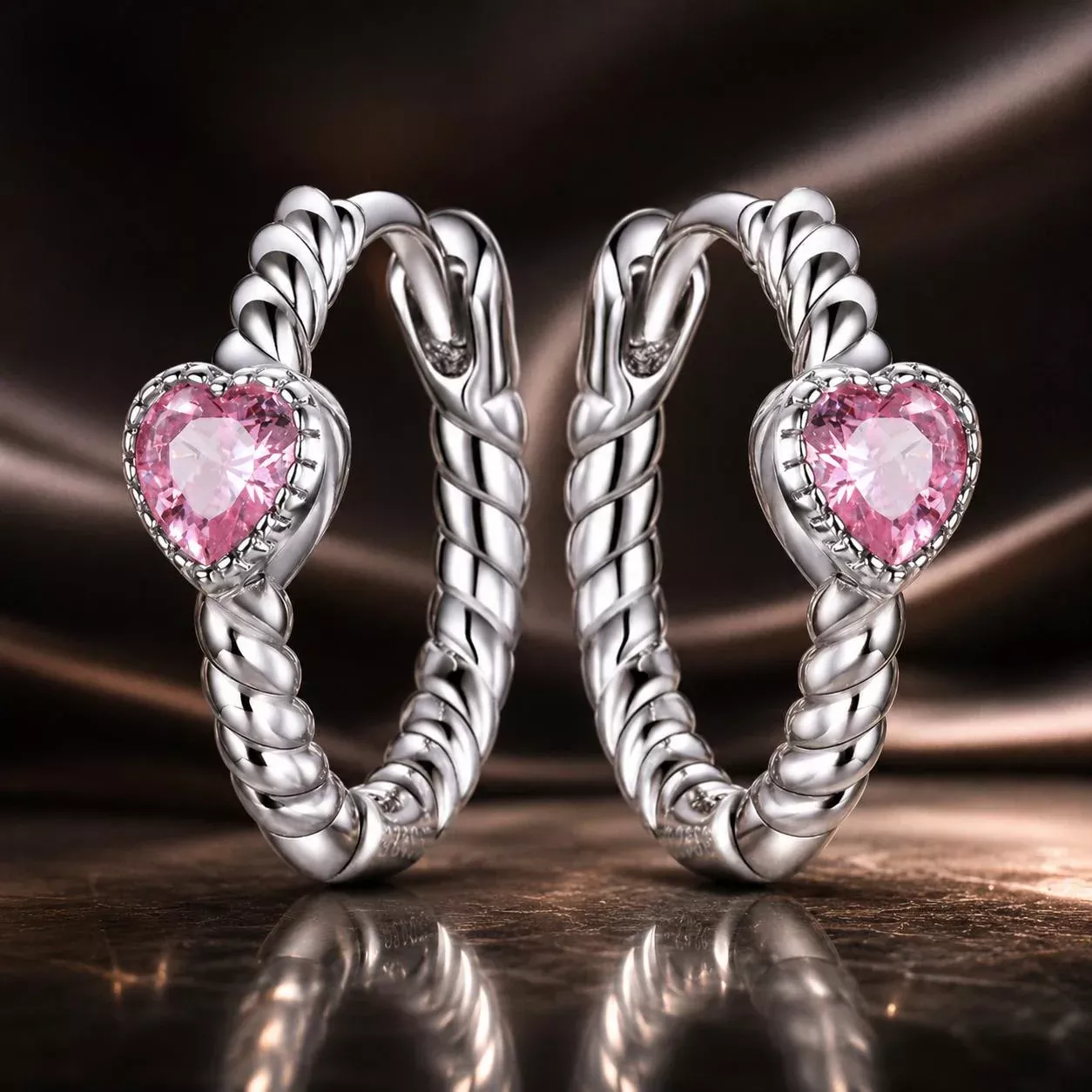 925 Sterling Silver CZ Earrings with Pavé Setting 1.3cm for Women