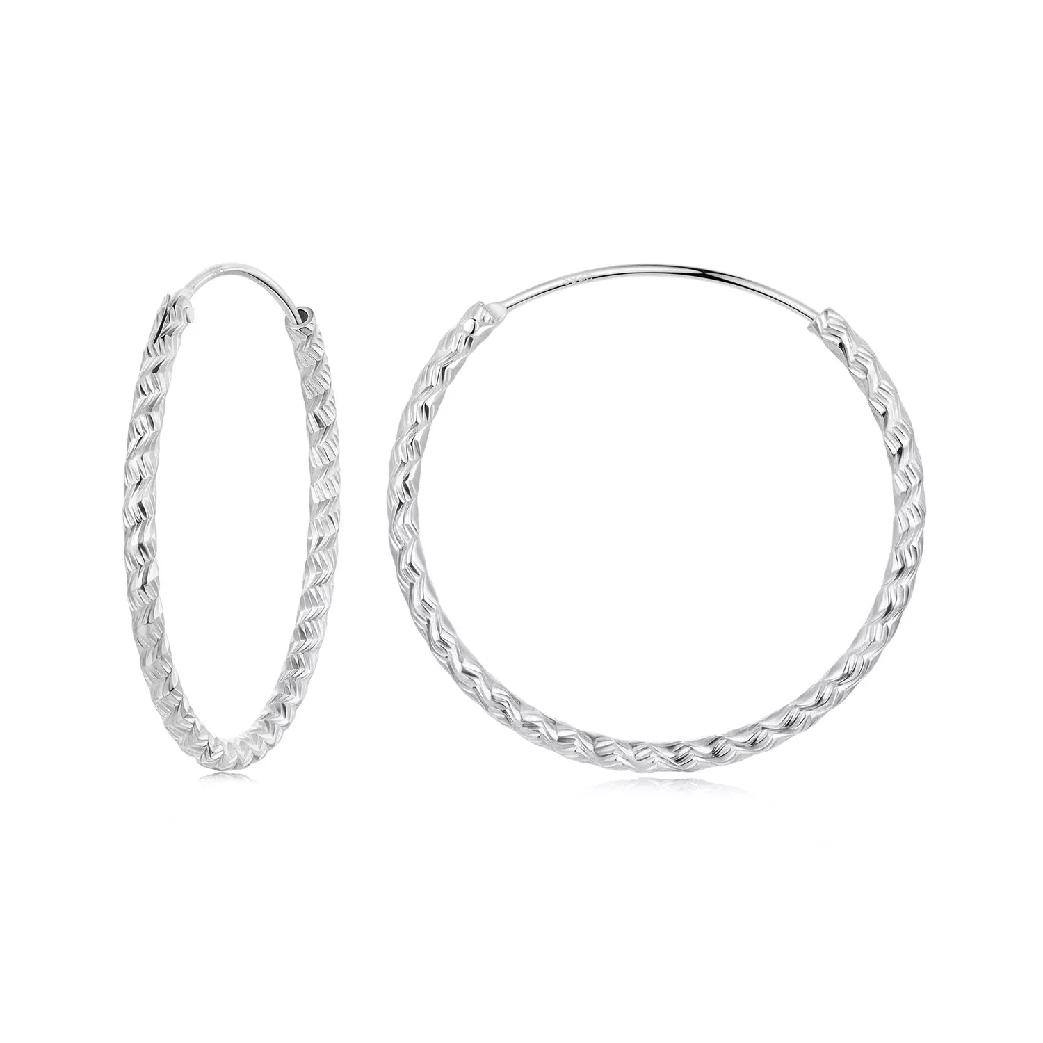 925 Sterling Silver Earrings Hoops 2.5 cm for Women