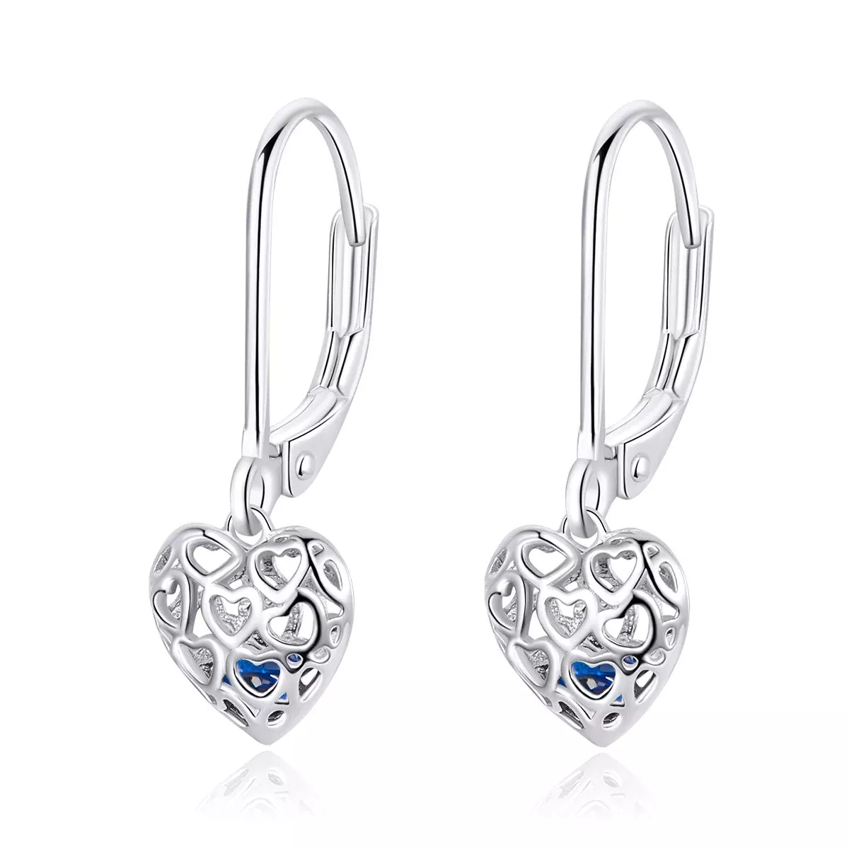 925 Sterling Silver Earrings with CZ and Platinum Plating, 2.3*0.8 cm