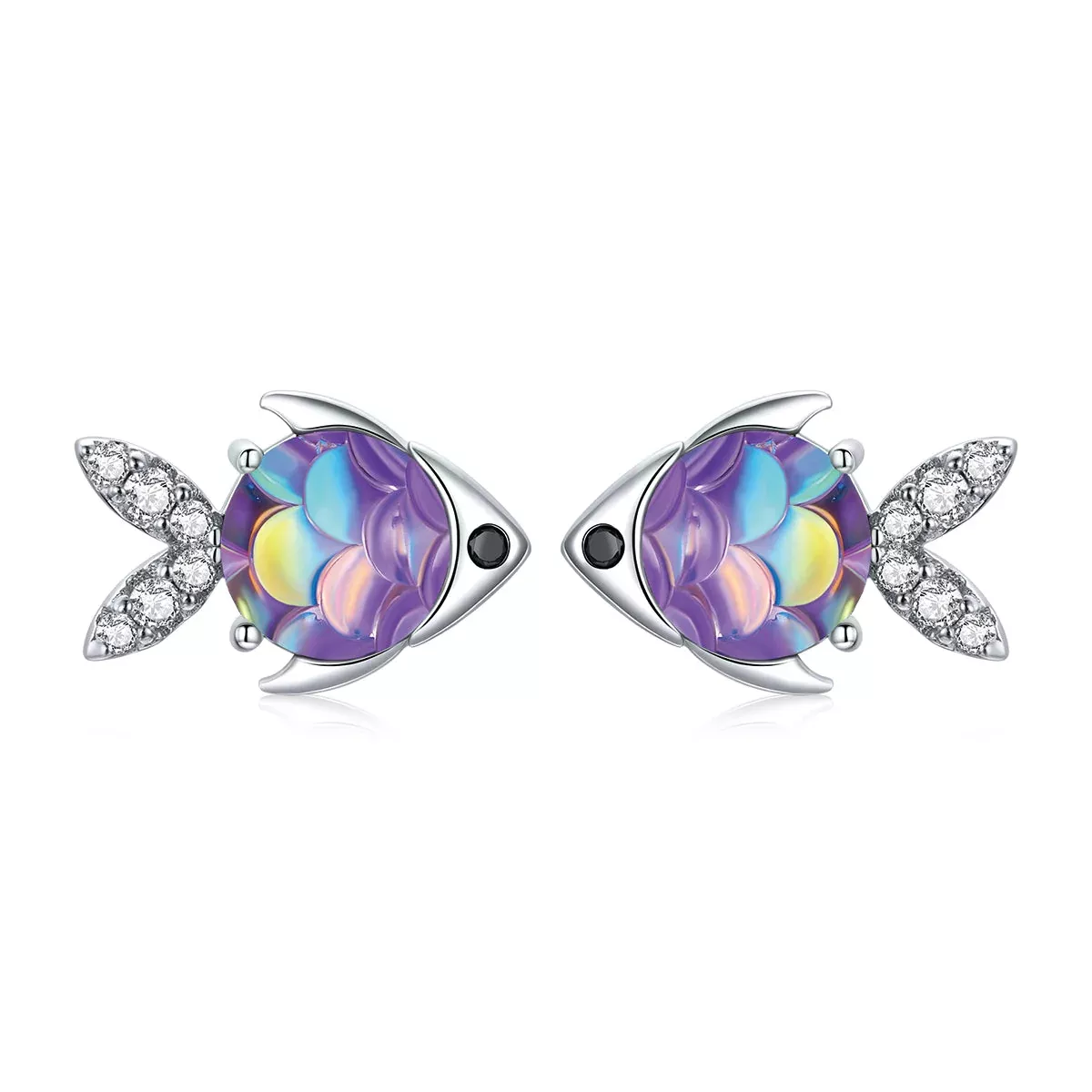 925 Sterling Silver Earrings with CZ and Resin, 0.8*1.2cm